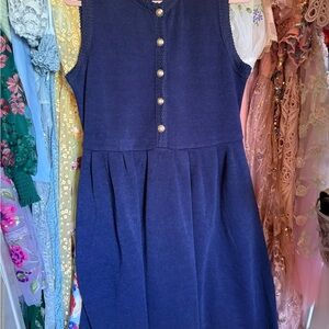 JessaKae Navy Sleeveless Knit Dress with Button Front
